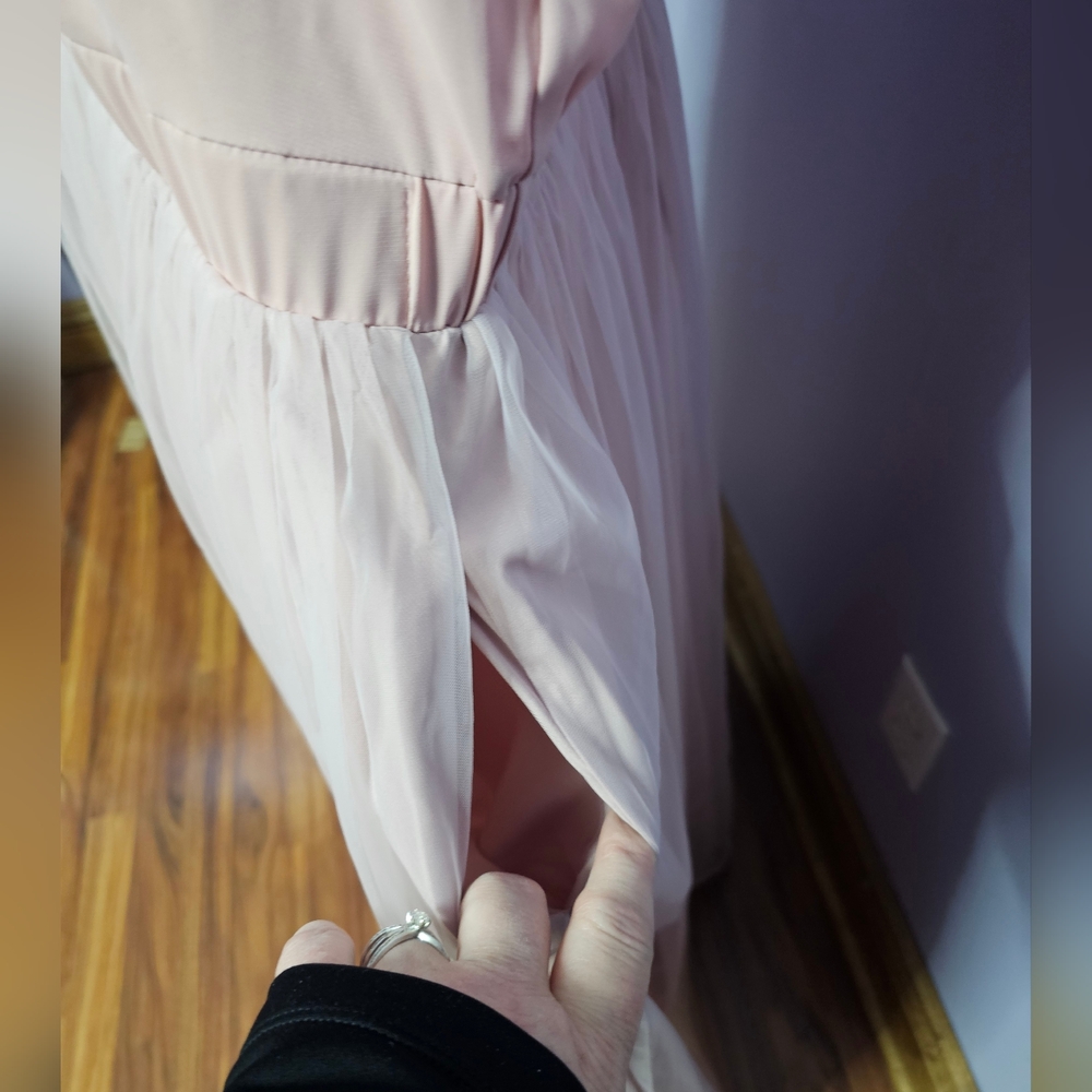 BloomChic Pink Maxi Dress W/Tulle Skirt & Sleeves - Picture 8 of 9